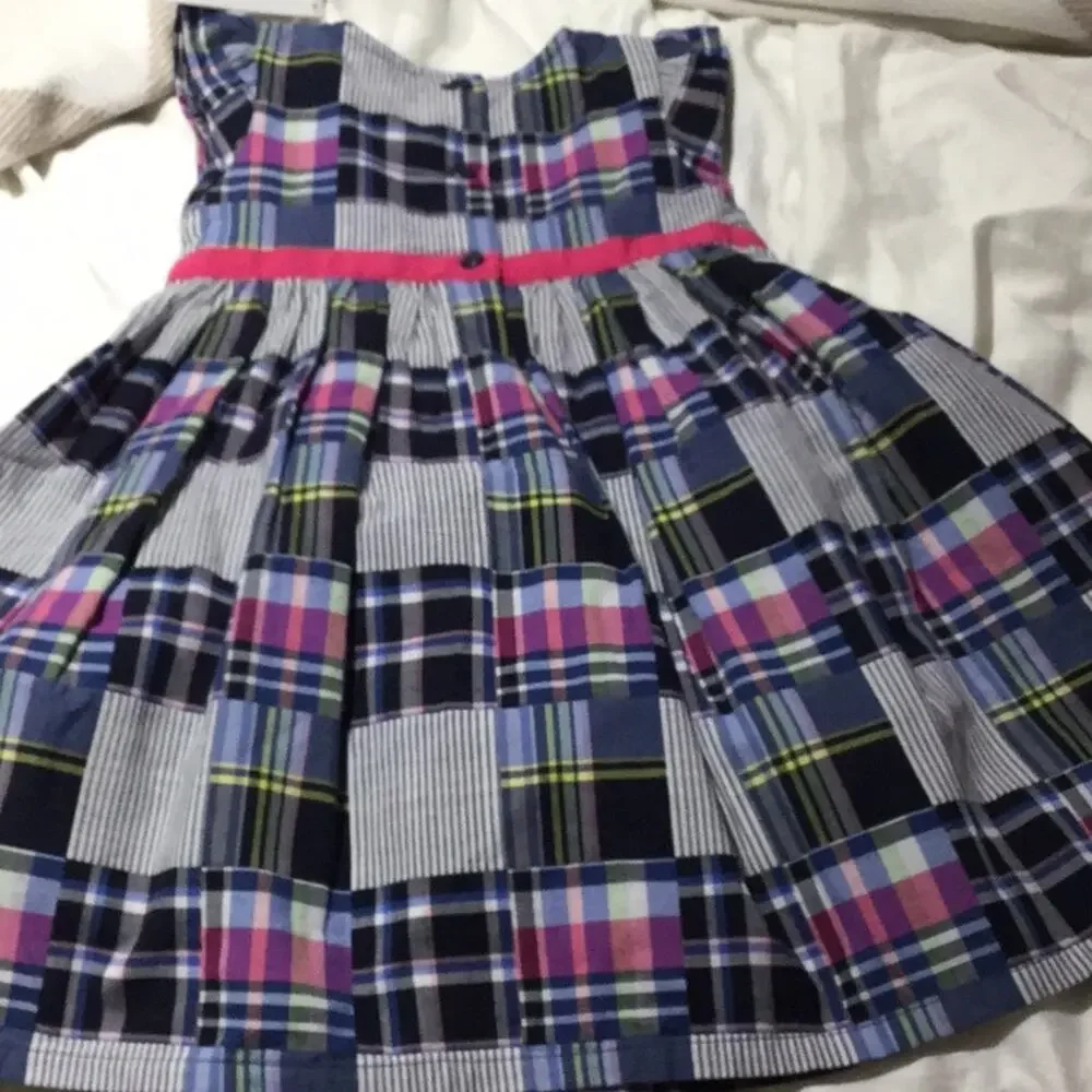 Gymboree madras plaid ruffled sleeve 2T dress NWT